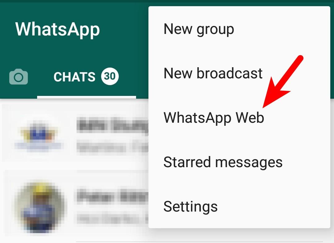 WhatsAppWeb QR-Code Autorisierung Menüpunkt